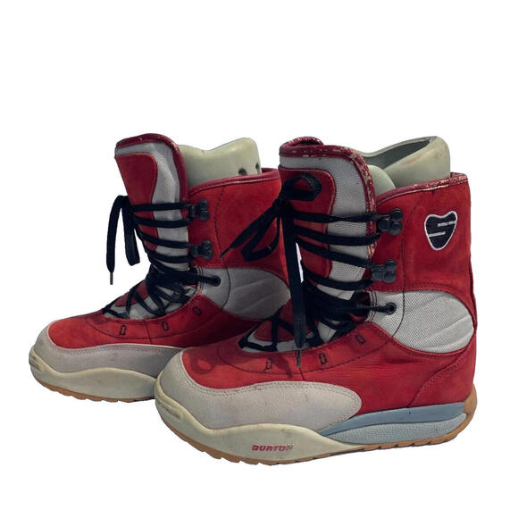 Burton Freeride Lace Up Snowboard Boots Mens Size 8 Red Gray White - Picture 6 of 9